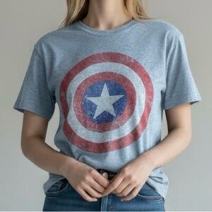 Marvel Captain America Shield Graphic Womens Tee T Shirt Size M Short Sleeve